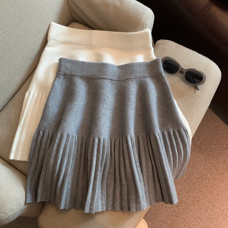 【bottoms】プリーツニットスカート　M26614