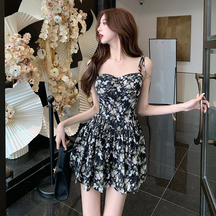 【dress】細身効果抜群♪花柄キャミワンピースオシャレ　M17224