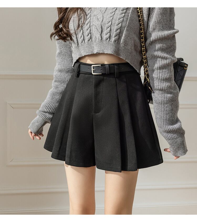 【bottoms】ハイウエストキュロットパンツ　M27765