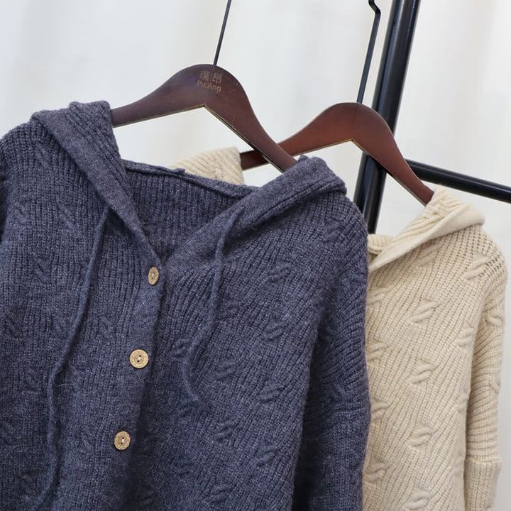【outer】フード付きニットカーデ　M26133