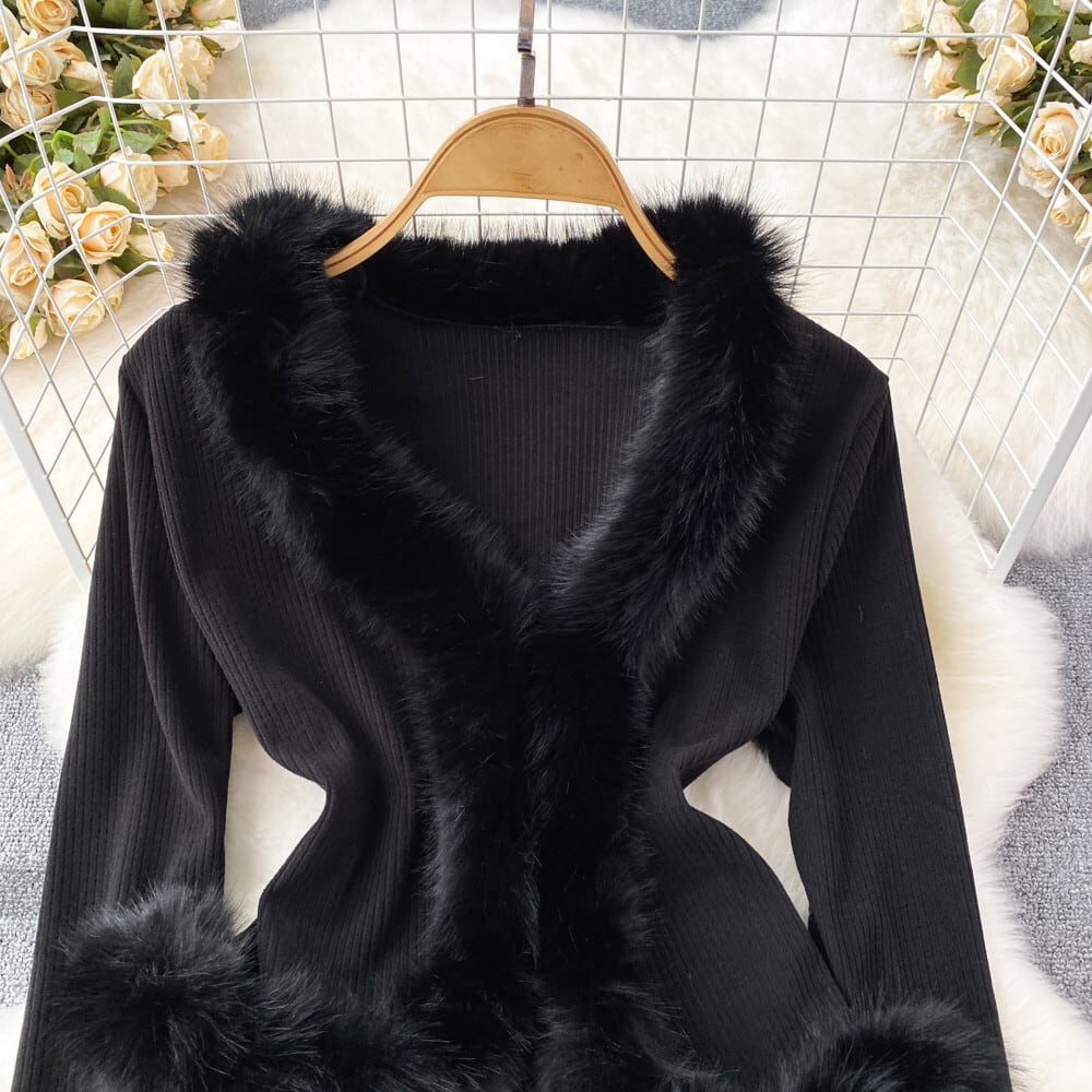 【outer】ファーニットカーデ　M26503