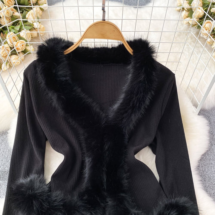 【outer】ファーニットカーデ　M26503