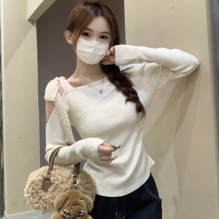【tops】オフショルダーニットトップス　M27365