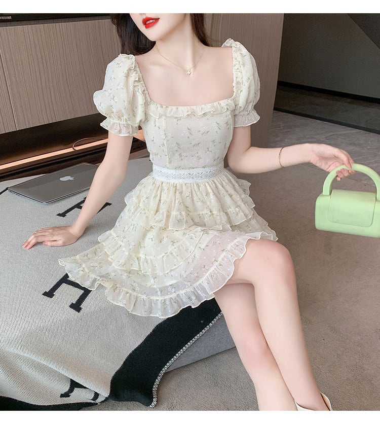【dress】細身効果抜群♪スウィート花柄ワンピースオシャレ　M16846