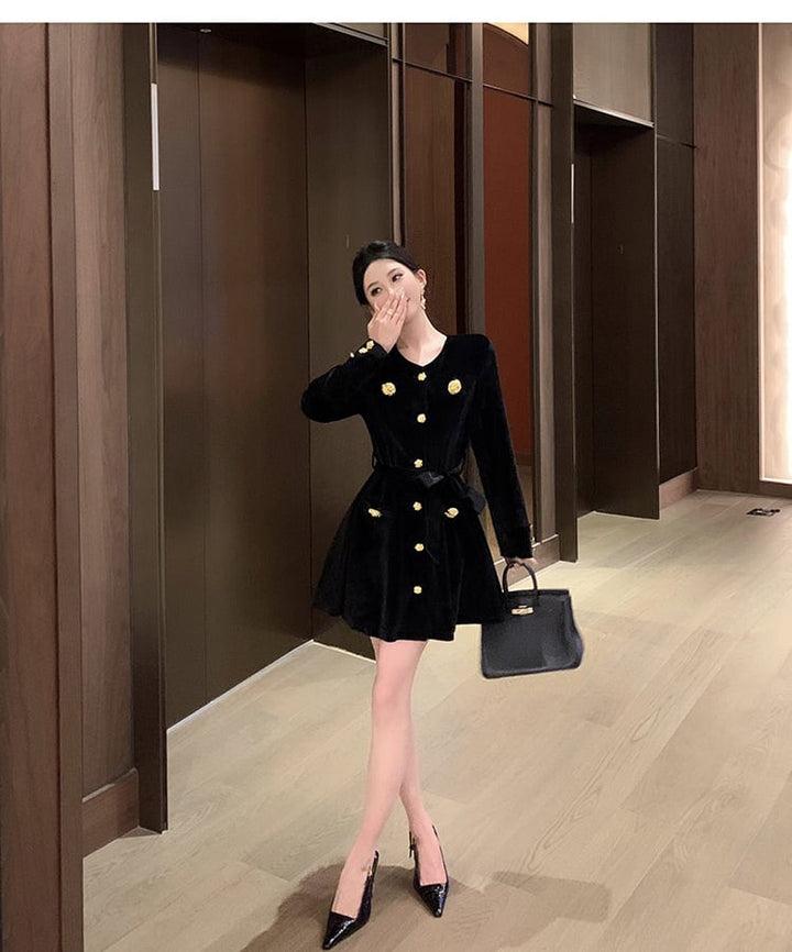 【dress】ベルベットワンピース　M26601
