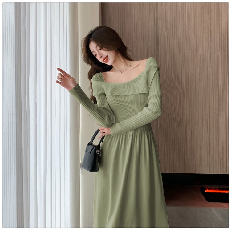 【dress】無地ニットワンピース　M17975