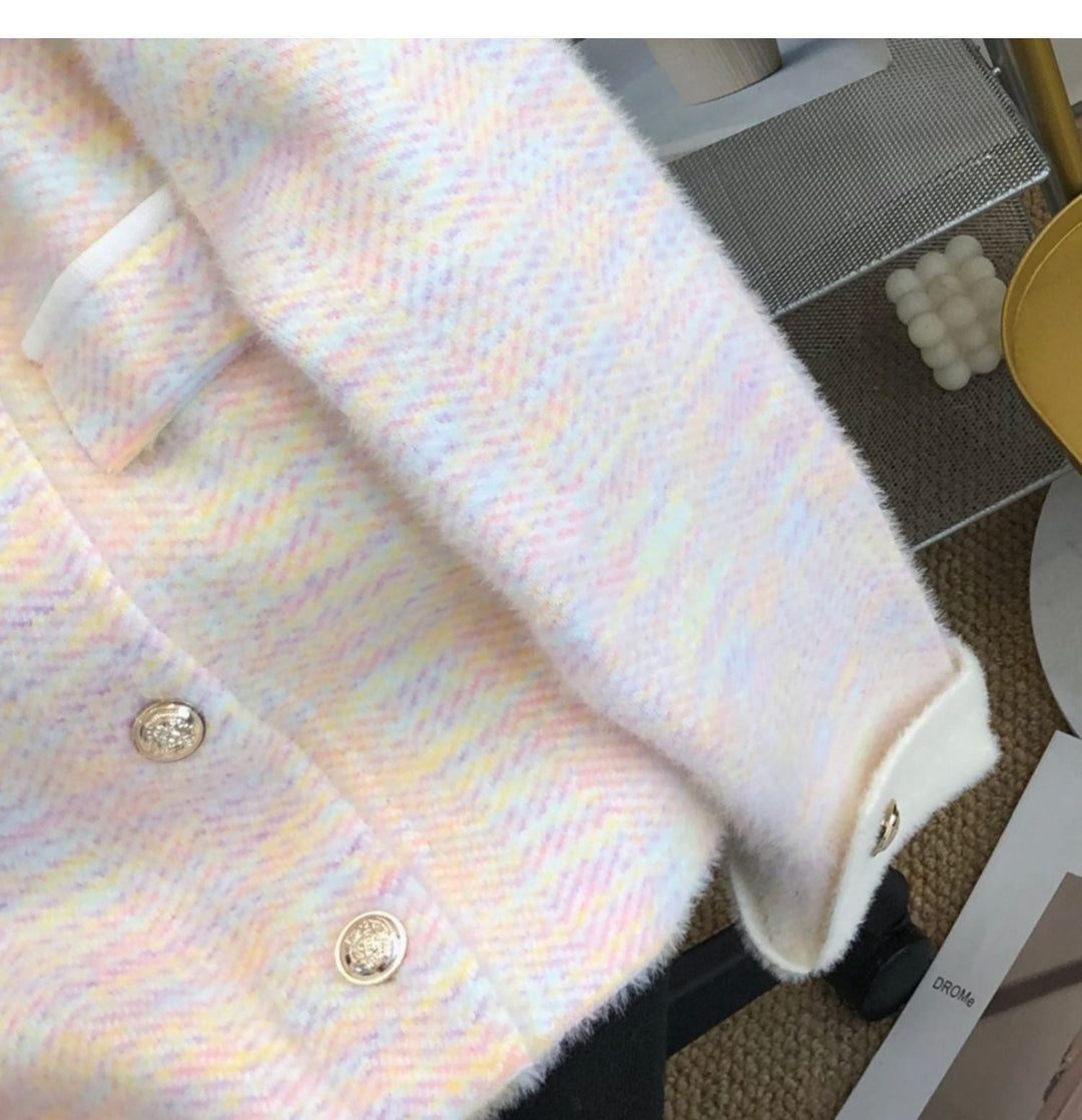 【outer】POLOネックボタンデザインニットジャケット　M17771