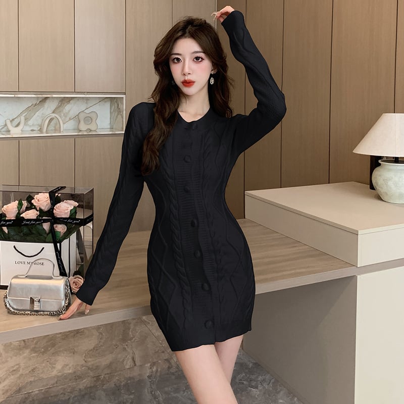 【dress】今季マストバイニットワンピース韓国系着心地良い　M17573