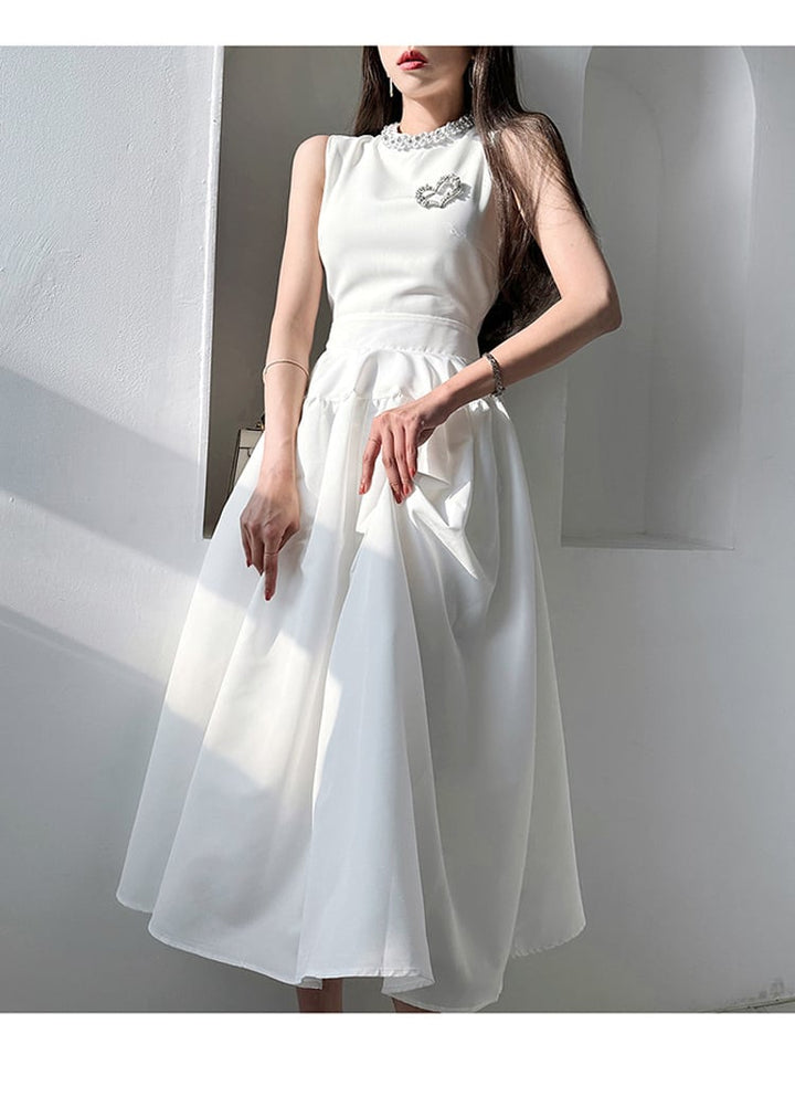 【dress】パールノースリーブワンピース　M24284