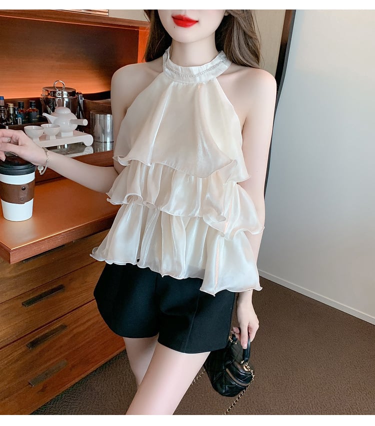 【tops】存在感 スウィートオシャレノースリーブトップス　M16751