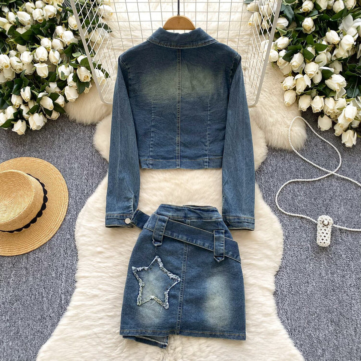 【set】不規則 イレギュラーデニムジャケット×スカートセット　M29827