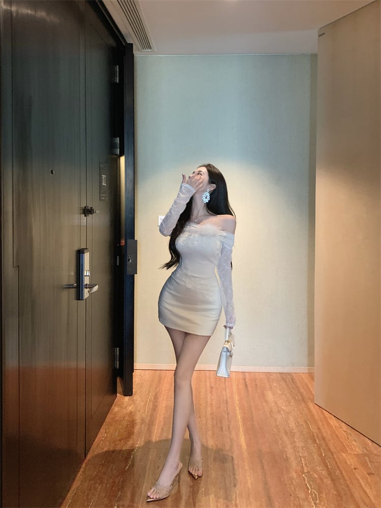 【dress】レースドッキングワンピース　M29343