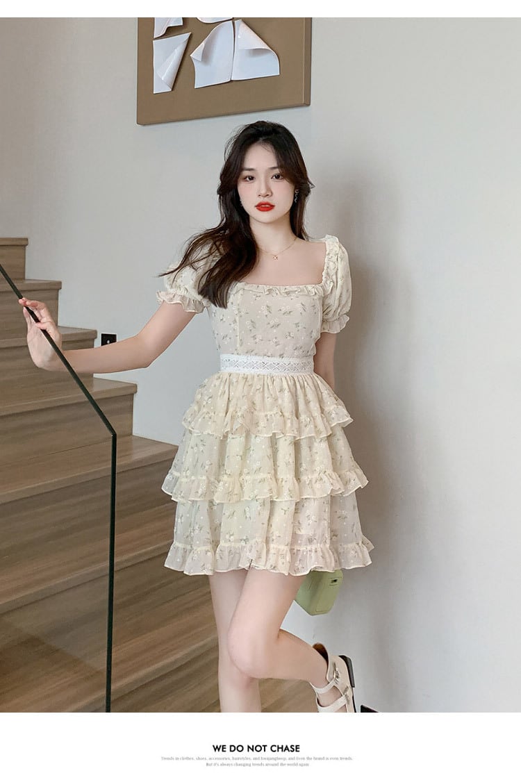 【dress】細身効果抜群♪スウィート花柄ワンピースオシャレ　M16846