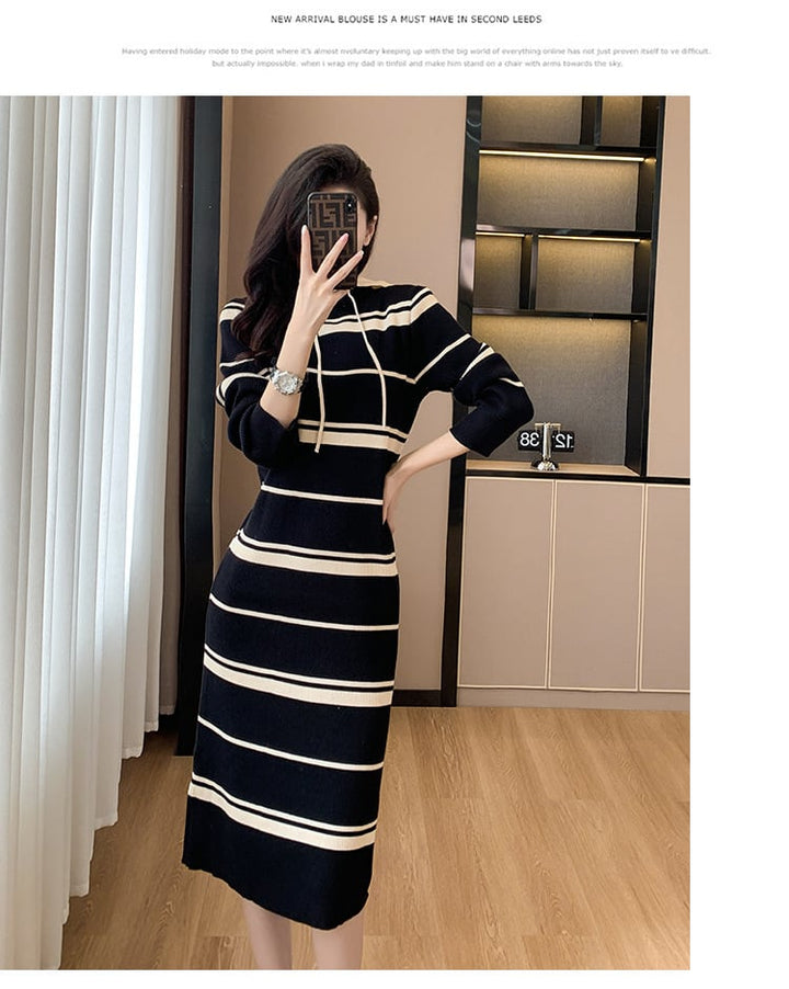 【dress】ボーダー柄ニットワンピース　M17600