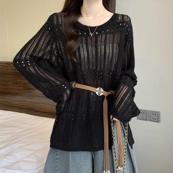 【tops】透かしニットトップス Q8304