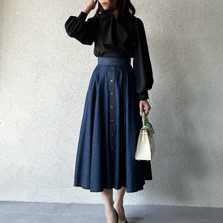 【tops】リボン付きシャツトップス　M28012
