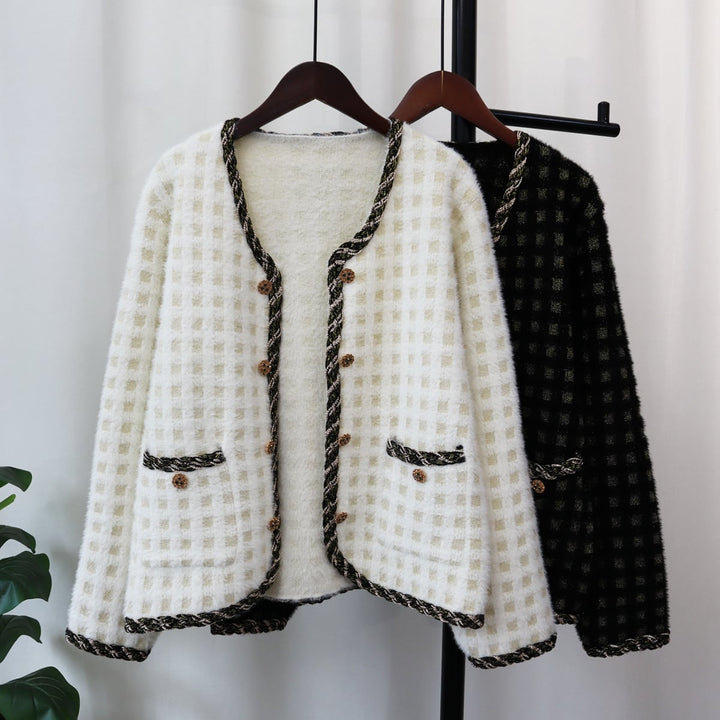 【outer】ダブルボタンニットカーデ　M18199
