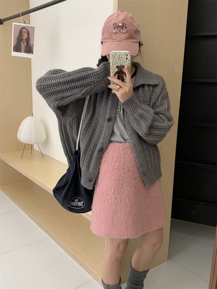 【outer】無地ニットカーデ　M26443