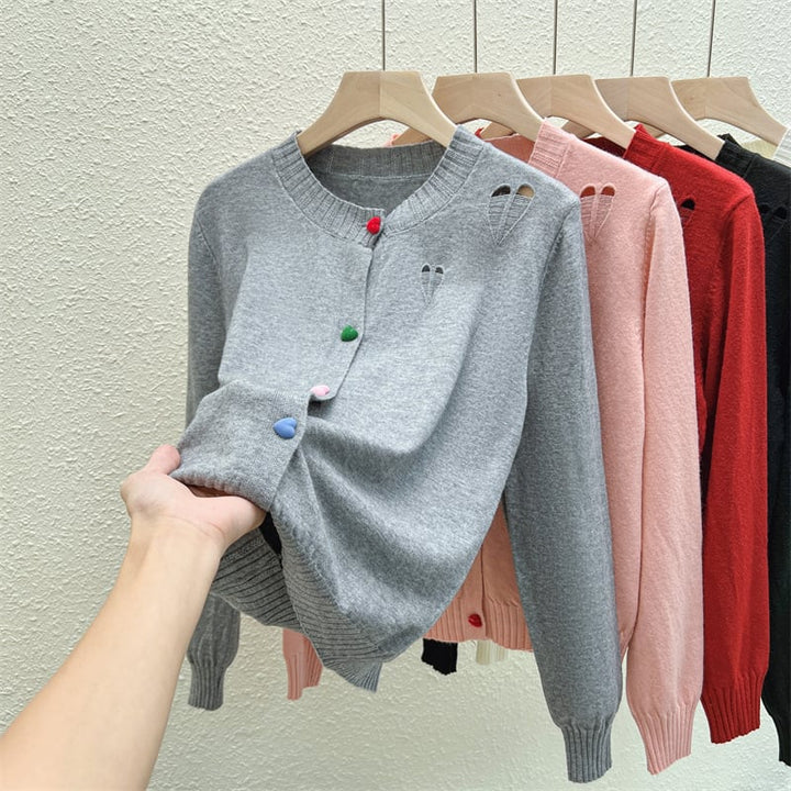 【outer】ボーダー柄デザインニットカーデ　M26815