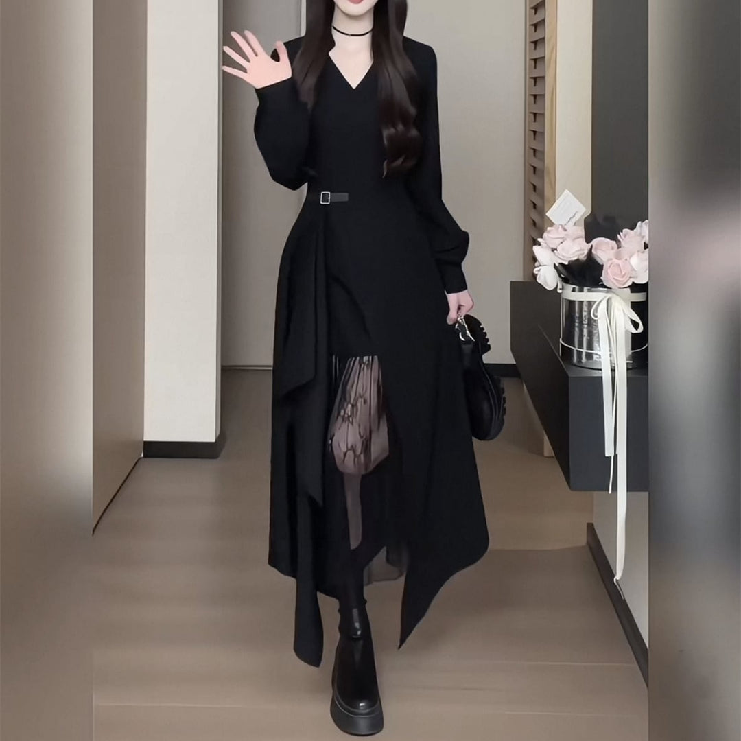 【dress】レースドッキングイレヘムワンピース　N3296