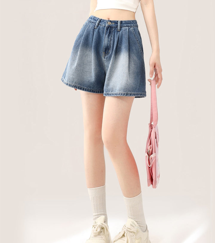 【bottoms】バックリボンデニムショートパンツ　N2661