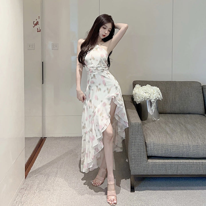 【dress】人気を独占中 フリルセクシーキャミワンピース　M17006