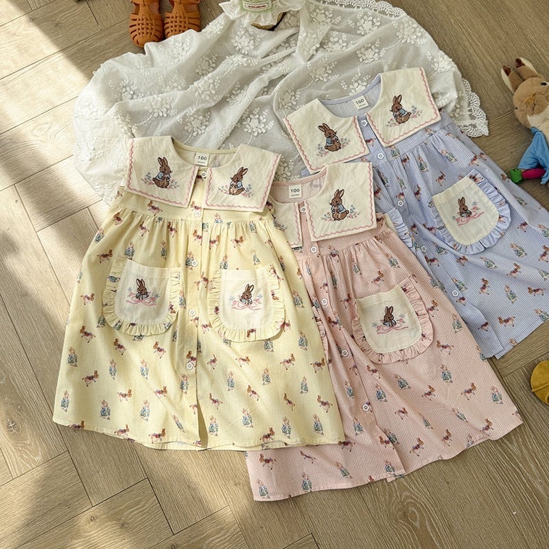 【kids】バニー刺繍ワンピース K0550