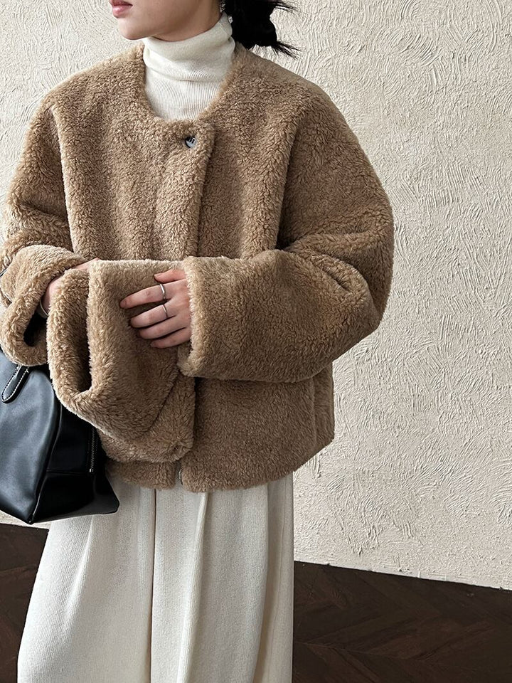 【outer】スカーフ付きシープボアコート Q7225