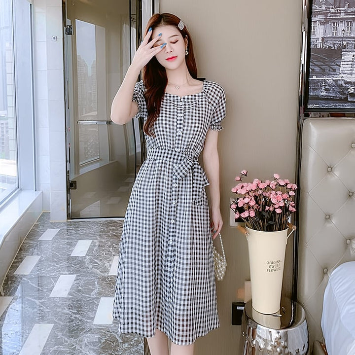 【dress】目立つ！カジュアルチェック柄ワンピース大活躍　M17021