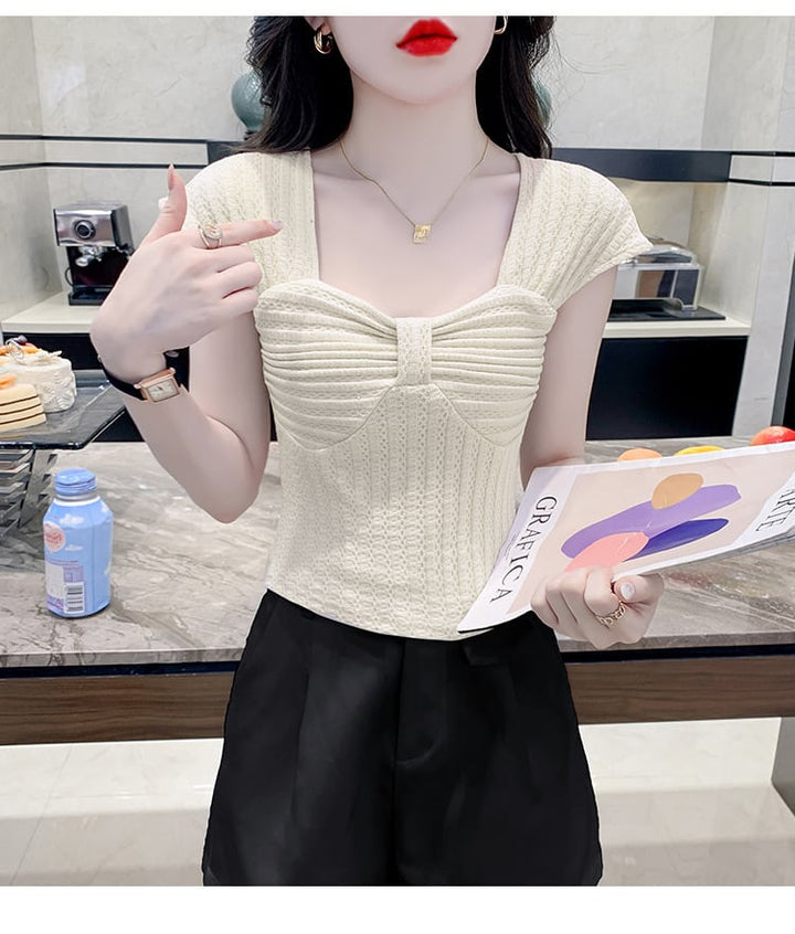 【tops】女子力アップエレガントTシャツ着心地良い　M17340