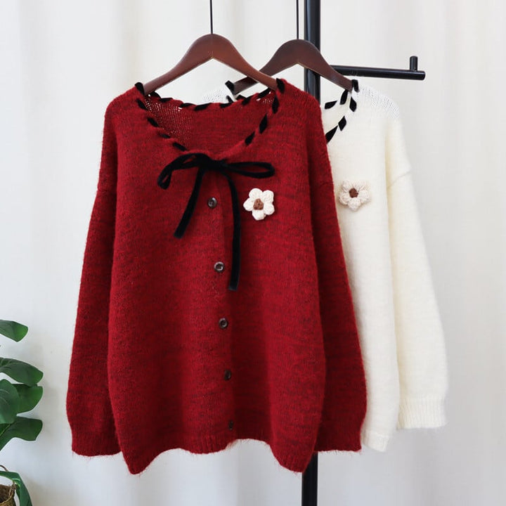【outer】立体フラワーニットカーデ　M27291