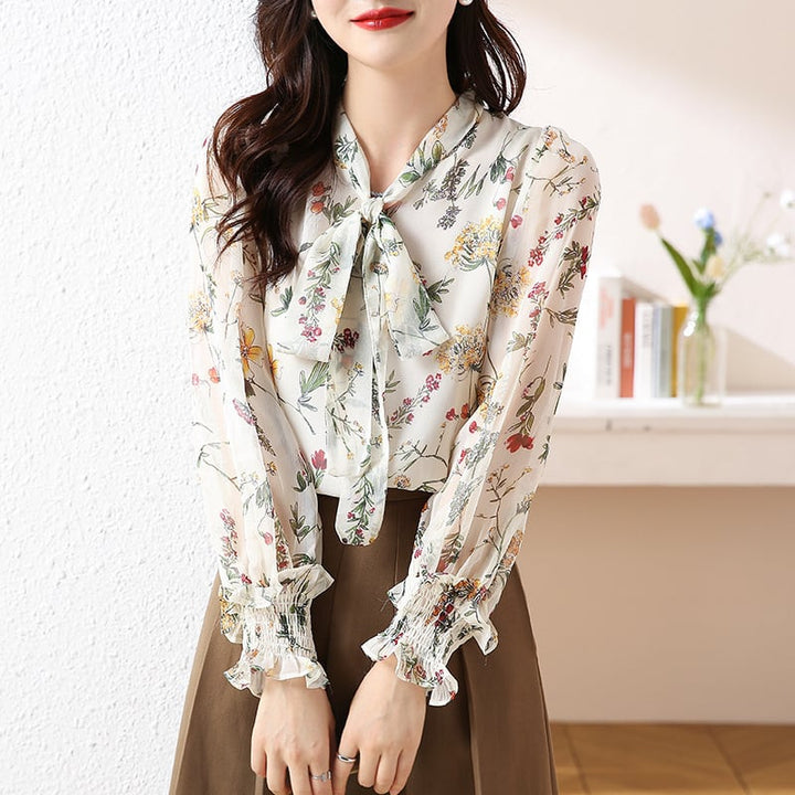 【tops】美感いっぱい✿ ✿エレガントプリントシャツトップス　M16867