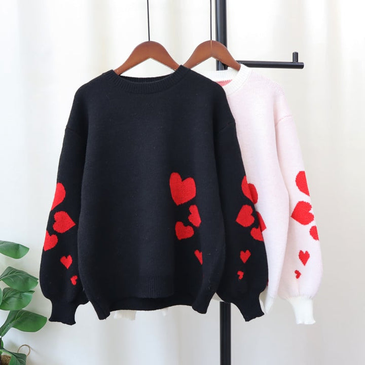 【tops】ハート柄ニットセーター　M26993