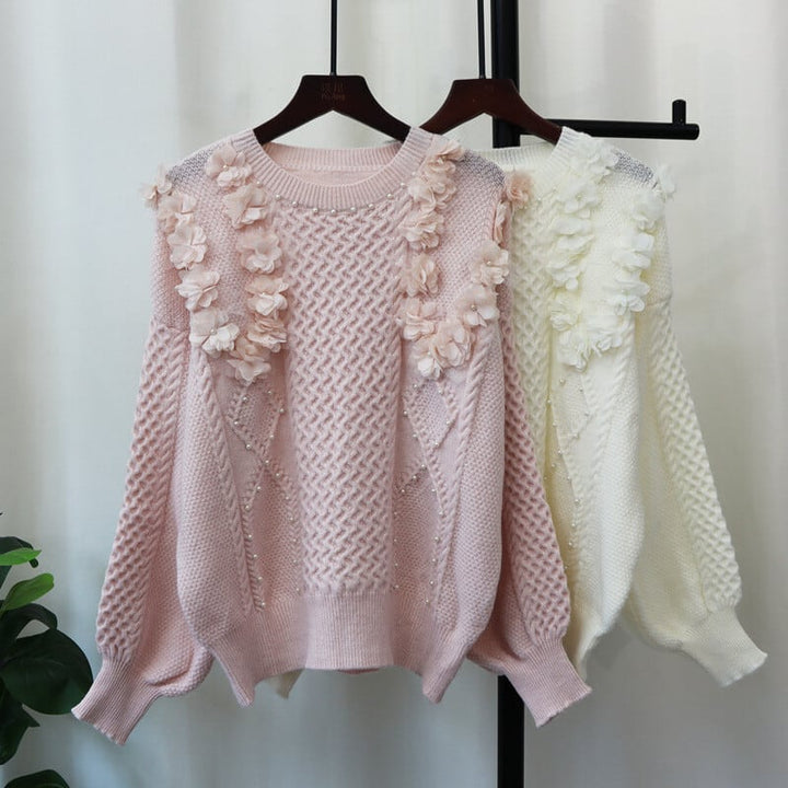 【tops】立体フラワーニットセーター　M28595