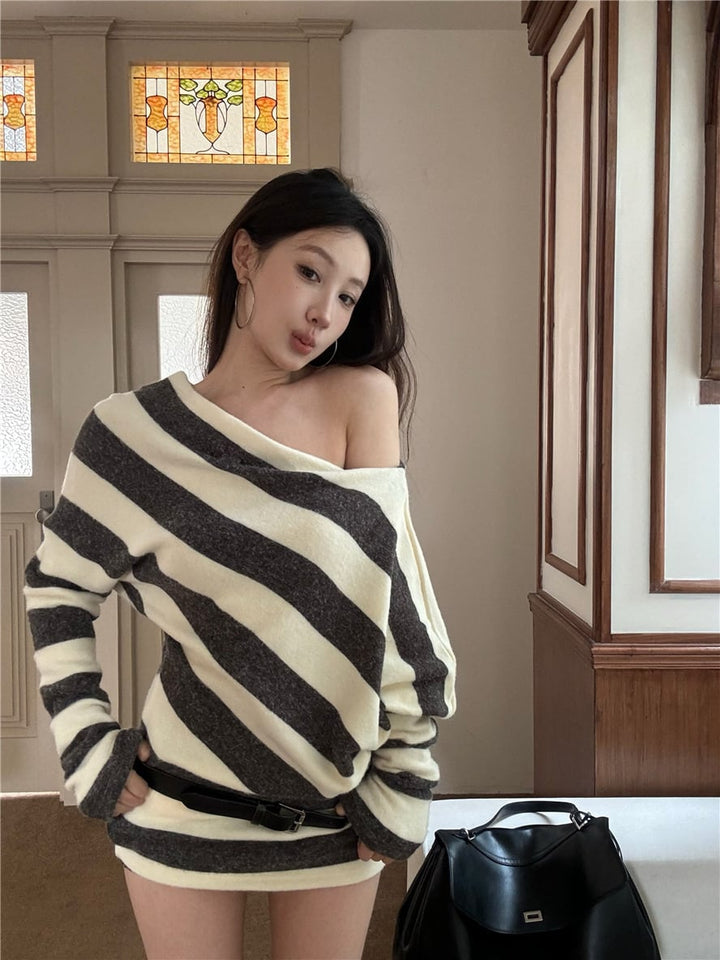 【dress】オフショルダーニットワンピース　M27978
