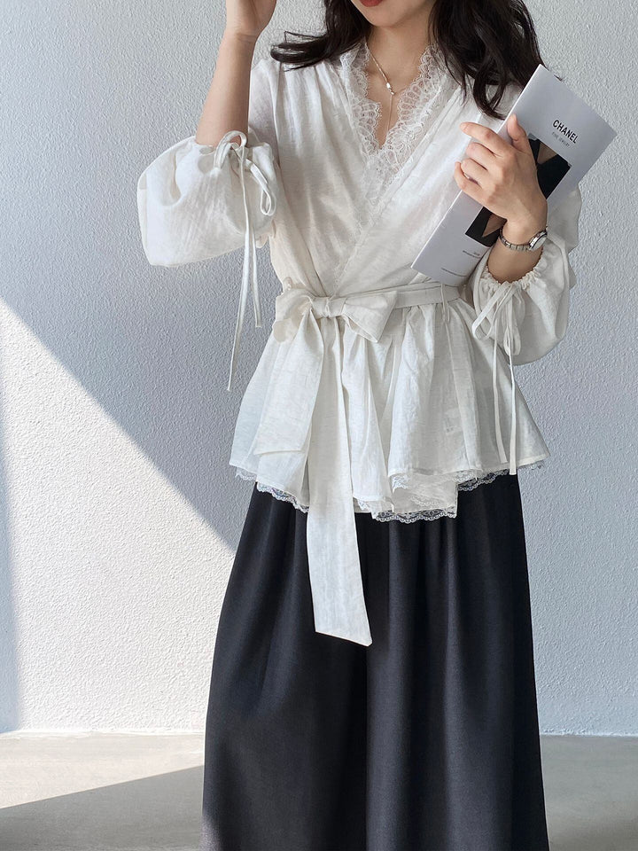 【tops】レースドッキングトップス Q8244