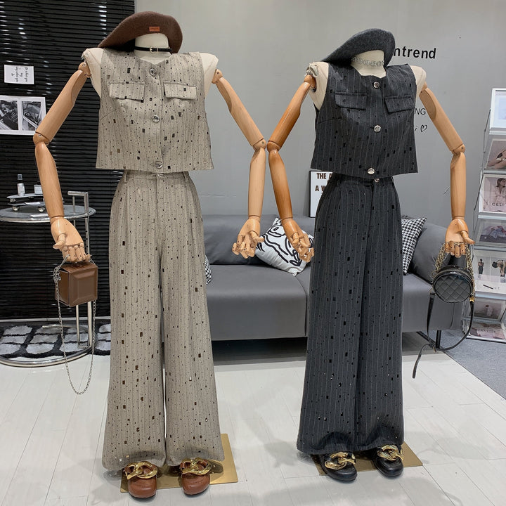 【set】ノースリーブトップス×ワイドパンツセット　M24990