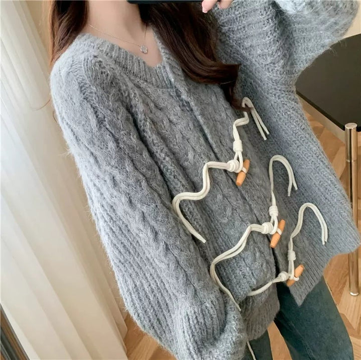 【outer】クルーネックニットカーデ　M18387