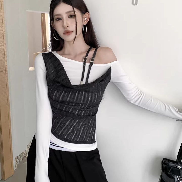 【tops】フェイクレイヤードトップス Q7940