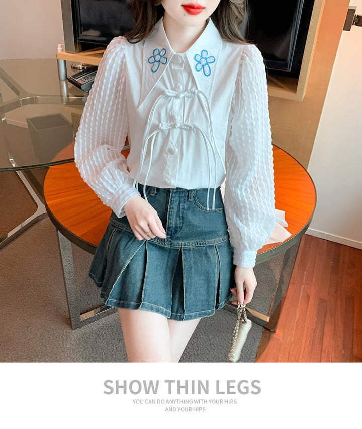 【tops】存在感 スウィートパフスリーブシャツトップス　M17649