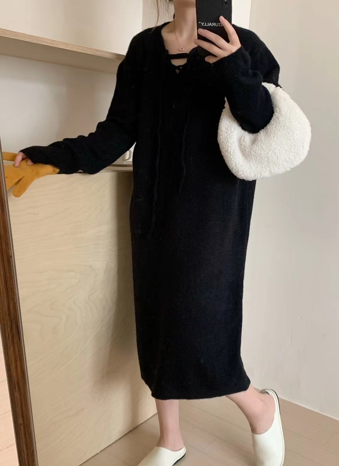 【dress】無地ニットワンピース　M18467