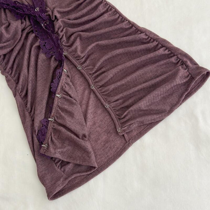 【tops】透け感レースドッキングトップス Q7921