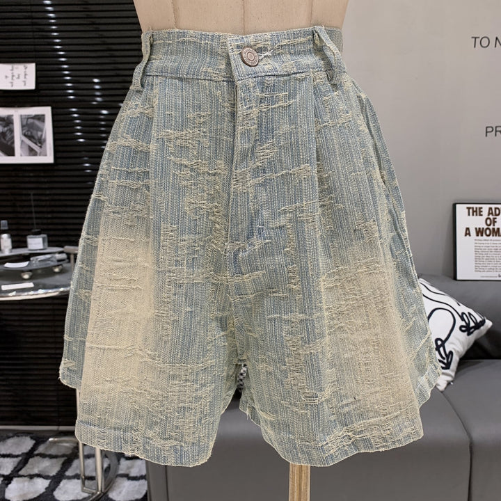 【set】レースデニムベスト×ショートパンツセット　M24776