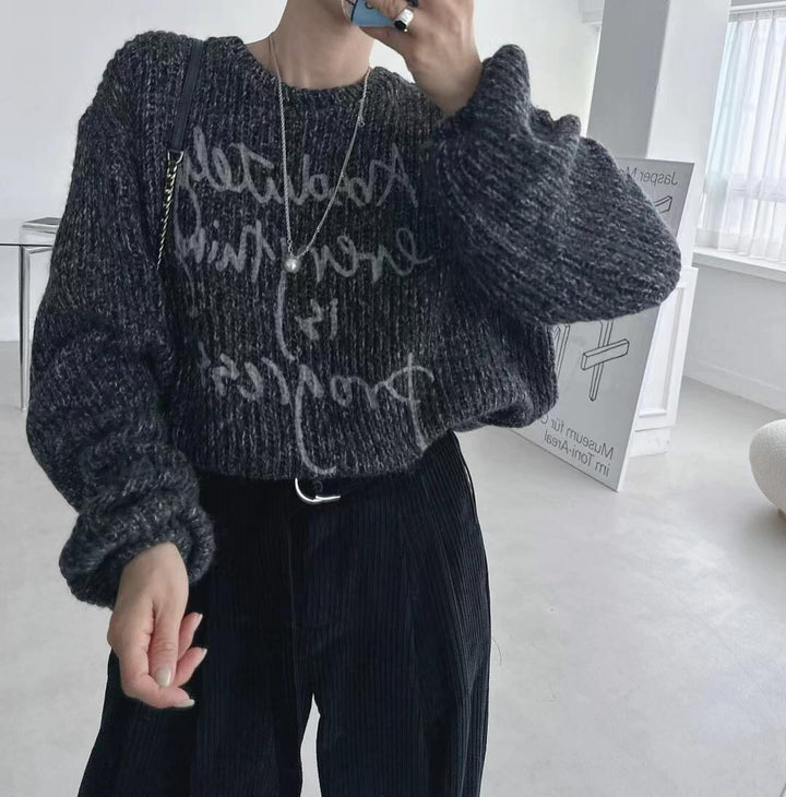 【tops】プリントニットセーター　M27775