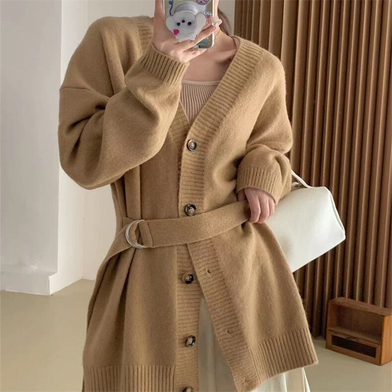 【dress】Vネックニットカーディガンベルト付き　M17795