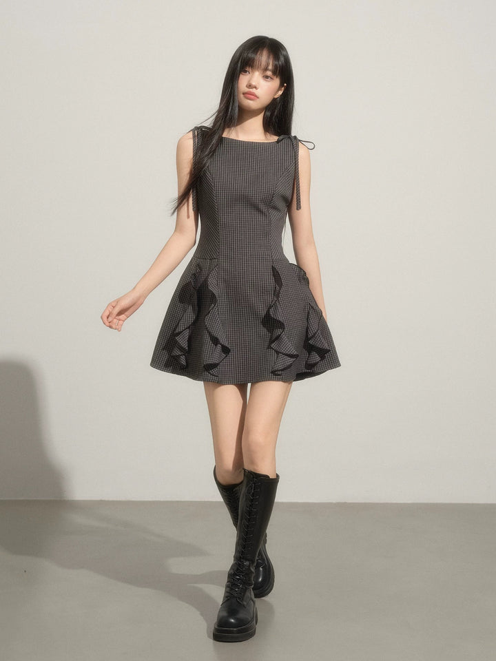 【dress】ショルダーリボンフリルミニワンピース　N3592