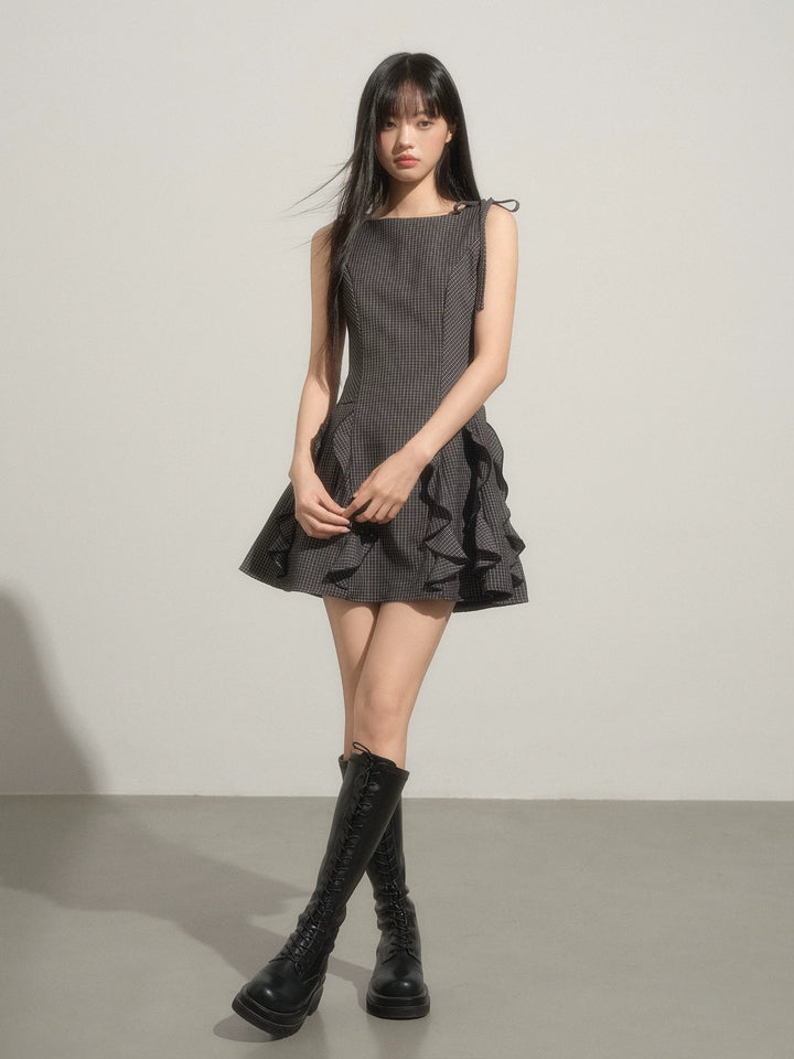 【dress】ショルダーリボンフリルミニワンピース　N3592
