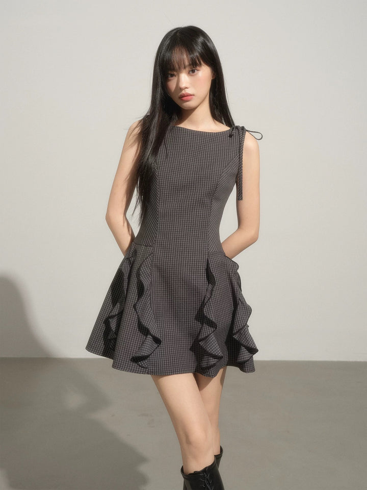 【dress】ショルダーリボンフリルミニワンピース　N3592