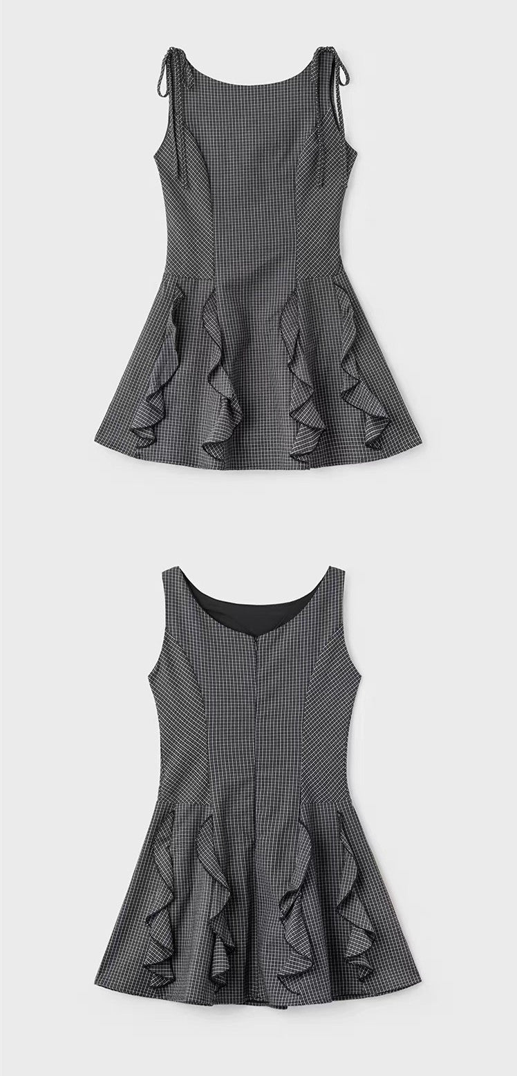 【dress】ショルダーリボンフリルミニワンピース　N3592