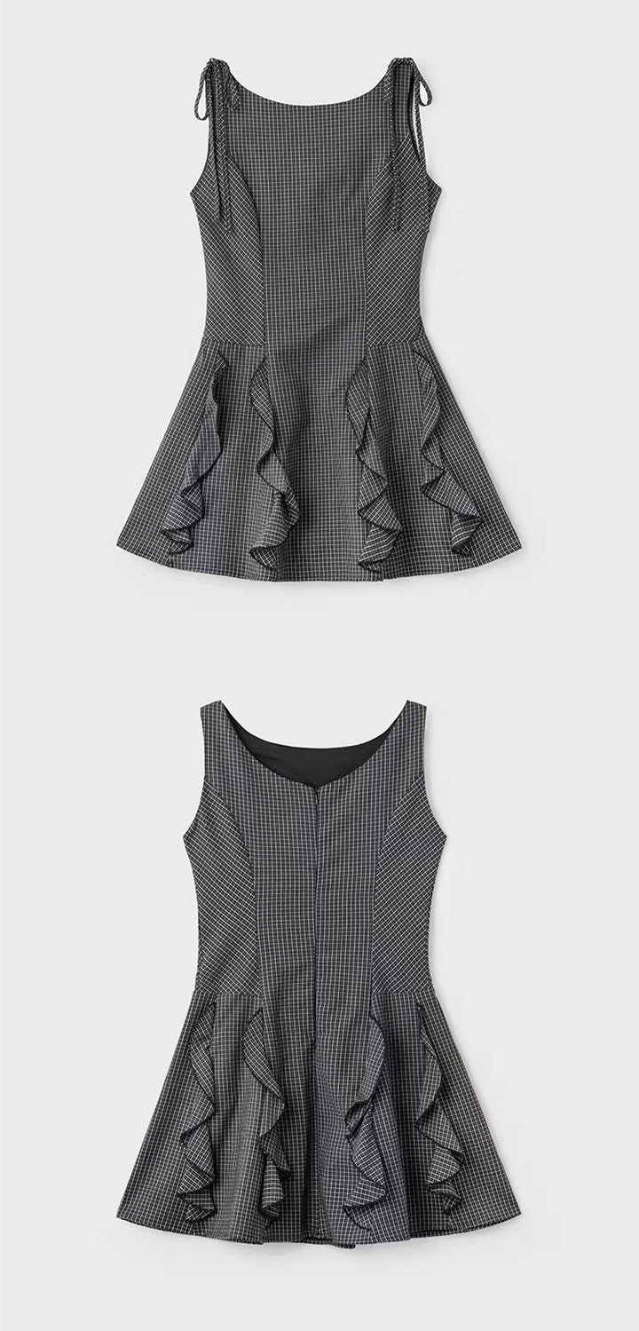 【dress】ショルダーリボンフリルミニワンピース　N3592